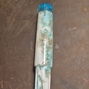 Handmade Resin Pen in Aqua White with Glitter